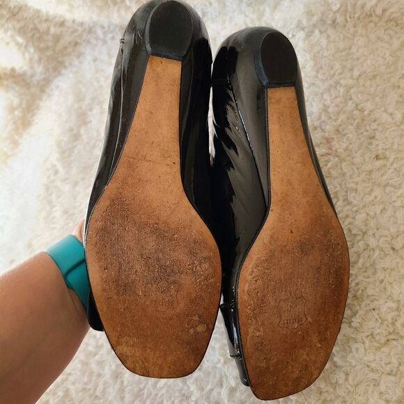 Stuart Weitzman Patent Peep-toe Buckle Flats - Picture 5 of 10